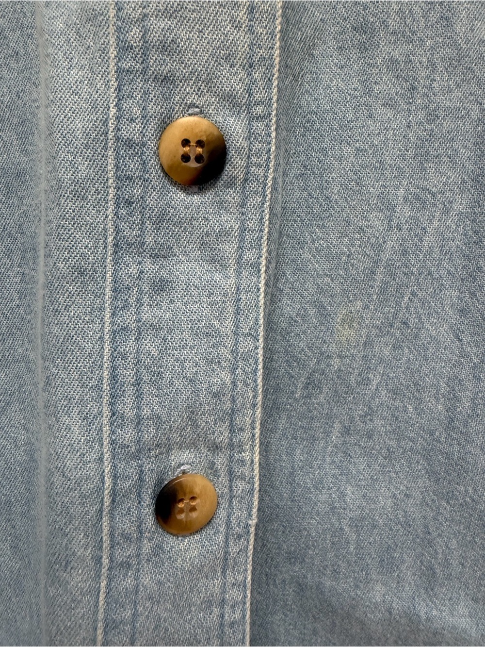 Patchwork Denim Button-Up Shirt with Brown Collar Cottagecore - Picture 5 of 7